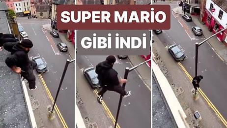 Bir Sosyal Medya Fenomeni Binanın En Üst Katından Bir Direğe Tutunarak Super Mario Gibi İndi