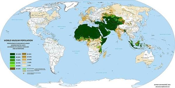 8. Dünyadaki müslüman ülkelerin dağılımı.