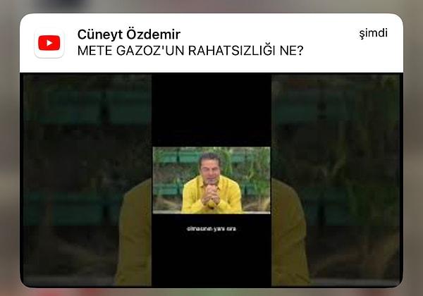 Mete Gazoz'un konuşmasının gündem olmasının ardından gazeteci Cüneyt Özdemir, YouTube kanalında 'Mete Gazoz'un rahatsızlığı ne?' başlıklı bir video yayınladı.