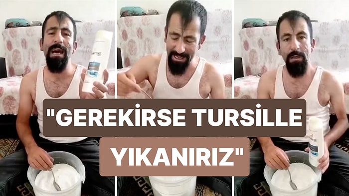 Gelen Zamların Ardından Şampuan Fiyatları da Artınca Çareyi Çamaşır Deterjanı ile Yıkanmakta Bulan Adam
