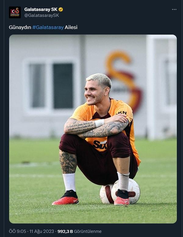 Galatasaray’ın, her gün Twitter’dan yayınladığı günaydın mesajını bu sefer 09.00 yerine 09.05’te paylaşması ve fotoğrafta Arjantinli Icardi’yi kullanması bir taraftarın gözünden kaçmadı.
