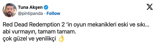 7. PintiPanda da RDR2 hakkındaki görüşlerini böyle belirtti. Burası cidden karışacak gibi hissediyoruz.