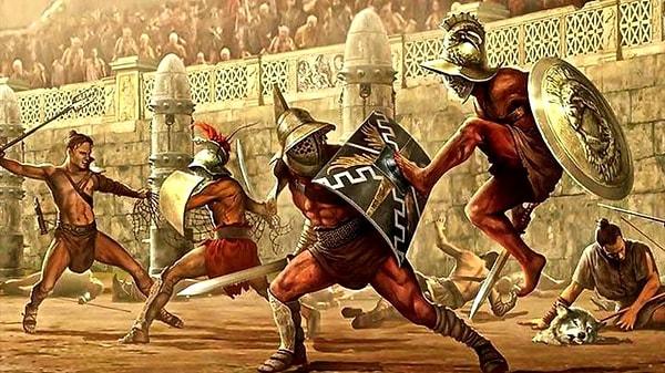 Antik Roma döneminde iki savaşçı hayal edin.