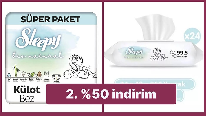 Bez Masrafını Kolaylaştır! Sleepy Bio Natural İkincisi %50 İndirim İle Depolamak İsteyeceğin Ürünler