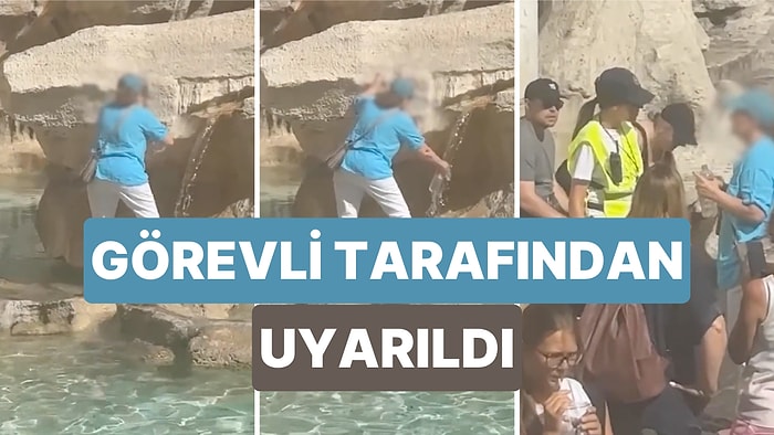 İtalya'nın Meşhur Trevi Çeşmesi'nden Su Doldurmaya Çalışan Kadın Görevliler Tarafından Uyarıldı