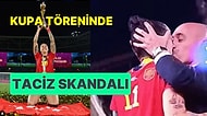Kupa Töreninde Futbolcusunu Dudaklarından Öpen Federasyon Başkanı Tepkilerin Odağında