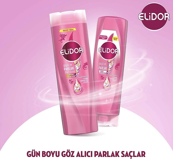 Elidor Superblend 2'si 1 Arada Şampuan ve Saç Bakım Kremi Güçlü ve Parlak E Vitamini Makademya Yağı