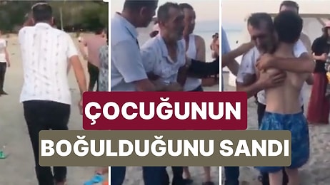 Çocuğunun Boğulduğunu Sanan Babanın Zor Anları! Çocuğu Karşısında Görünce Göz Yaşlarını Tutamadı