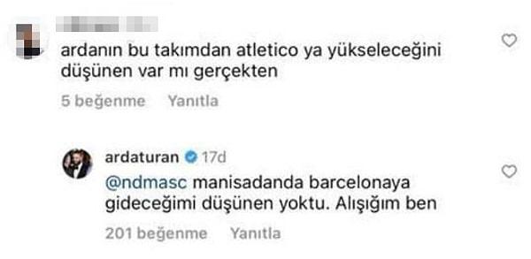 Arda Turan'ı ve takımı Eyüpspor'un elde ettiği başarı sonrası bir takipçisinin küçümseyen yorumuna, eski futbolcunun verdiği cevap kapak etkisi yarattı.