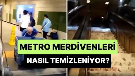 İstanbul'da Metro Merdivenlerinin Nasıl Temizlendiğini Gösterdiği İddia Eden Görüntüler Gündem Oldu