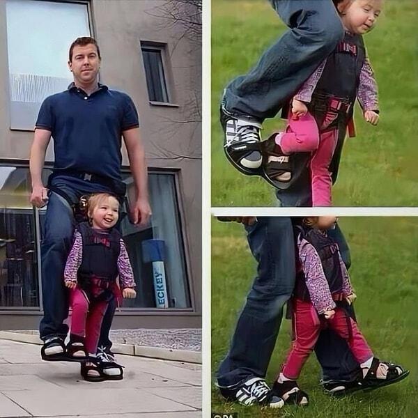 9. Bu baba felçli kızına yürümenin nasıl hissettirdiğini anlaması için bir ayakkabı tasarlamış...