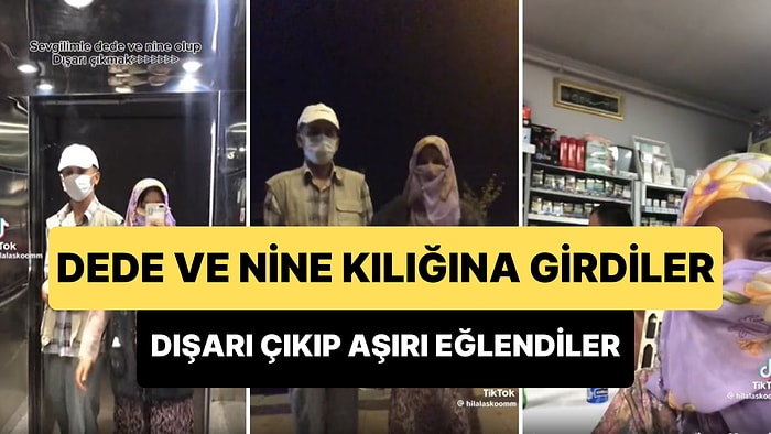 Sevgilisi ile Dede ve Nine Kılığına Girerek Dışarı Çıkarak Aşırı Eğlenen Çift