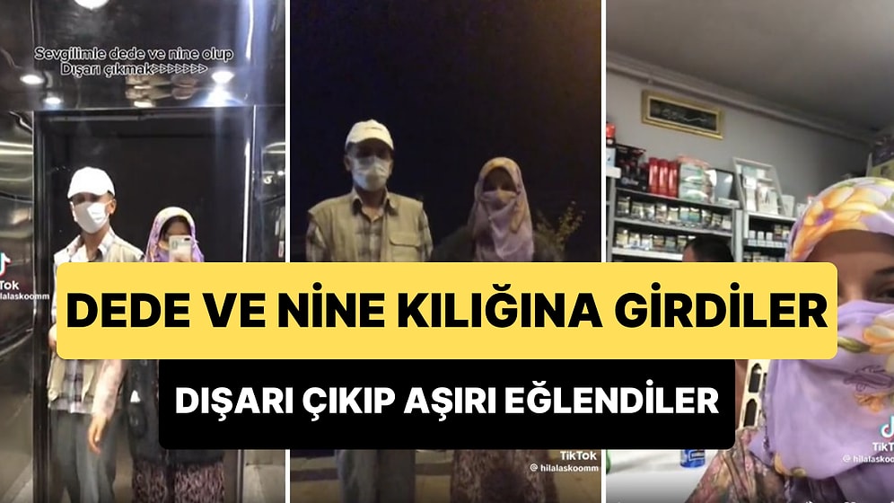 Sevgilisi ile Dede ve Nine Kılığına Girerek Dışarı Çıkarak Aşırı Eğlenen Çift