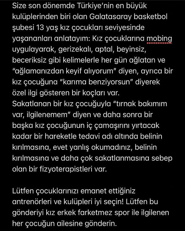 Murat Soner'in "Türkiye’de kadın basketbolu neden gelişmiyor, buyrun okuyun!" açıklamasıyla yaptığı açıklama bu şekilde 👇