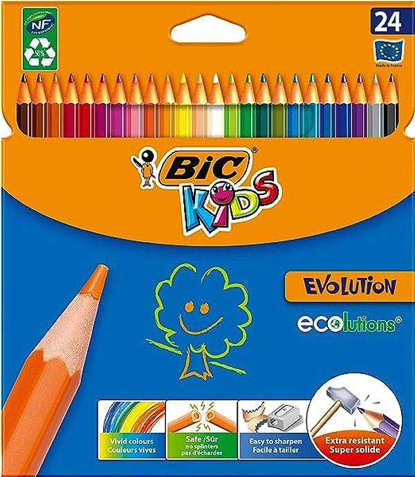 2. Altıgen tasarımı ile kolay kavranan ve masadan düşmeyen Bic 24'lü kuru boya ilkokul çağındaki çocuklar için en iyi seçeneklerden biri.