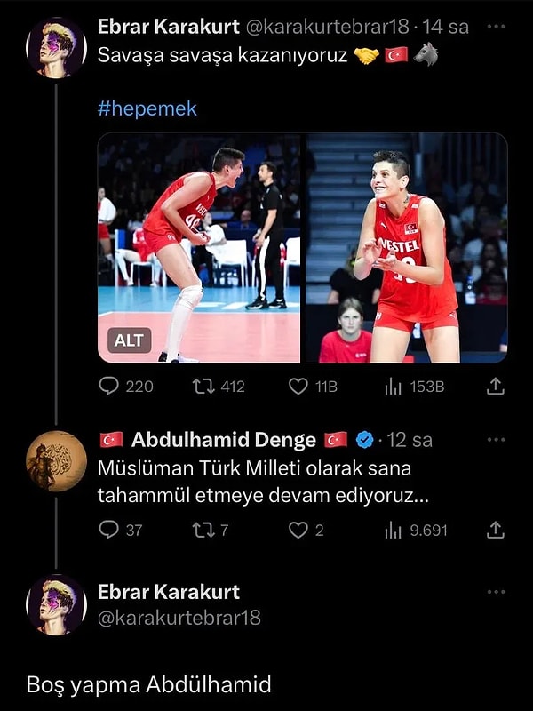 Büyük zaferin öncesine de sonrasına da damga vuran konuların en başında milli sporcumuz Ebrar Karakurt’a yapılan sataşmalar damgasını vurdu.