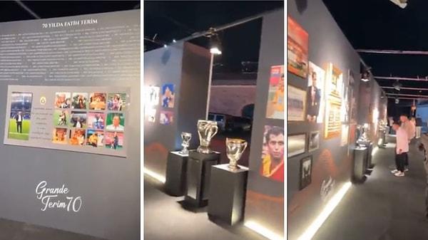 Fatih Terim’in resimleri ve Galatasaray’da kazandığı kupalar yapılan doğum günü kutlamasında sergilendi.