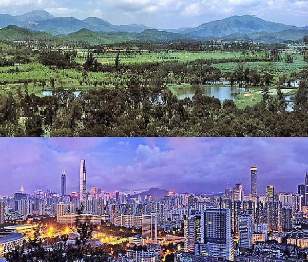 1. Shenzhen, Çin, 1980 ve 2013.