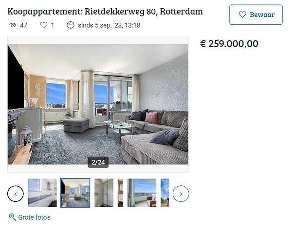 Rotterdam'da satılık bu evin fiyatı 259 bin euro yani yaklaşık 7,5 milyon TL ediyor.