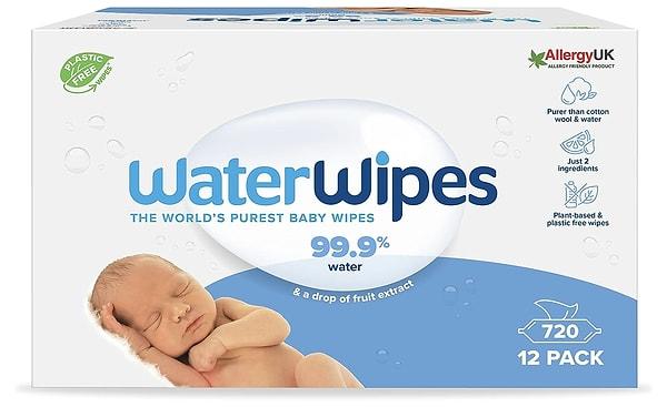 7. WaterWipes Yeni Doğan & Hassas Ciltler için 720 Yaprak Bebek Islak Mendili (12 x 60 Adet), Bitki Tabanlı