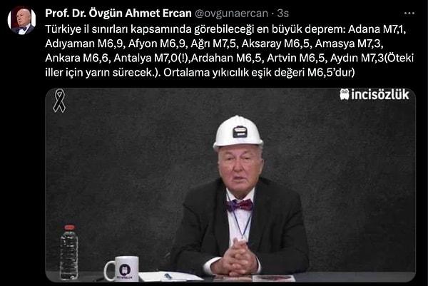 Bu konuda sosyal medya hesabı üzerinden paylaşım yapan Jeofizik Yüksek Mühendisi Prof. Dr. Övgün Ahmet Ercan, Türkiye'de en büyük depremlerle karşılaşabilecek illeri sıraladı.