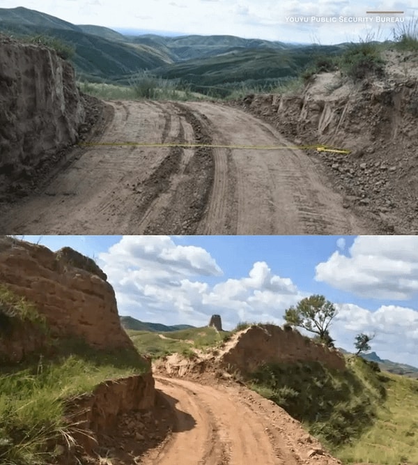 1. Çin'in Shanxi bölgesinde iki kişinin "kestirme bir yol yapmak için" Çin Seddi'ne açtığı delik👇