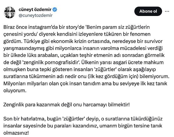 Dilan Polat'ın bu açıklamasına Cünayt Özdemir kayıtsız kalamadı ve şu tweeti paylaştı: