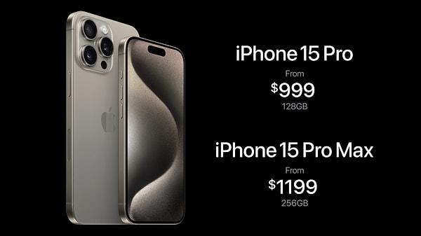 Apple'ın yeni en güçlü telefonlarının fiyatları ise ana modellere kıyasla biraz daha tuzlu. Ülkemizde 22 Eylül tarihinde ön siparişe açılacak iPhone 15 Pro 64.999 TL'den, Pro Max modeli ise 76.999 TL başlayan fiyatlarla satışa çıkacak.