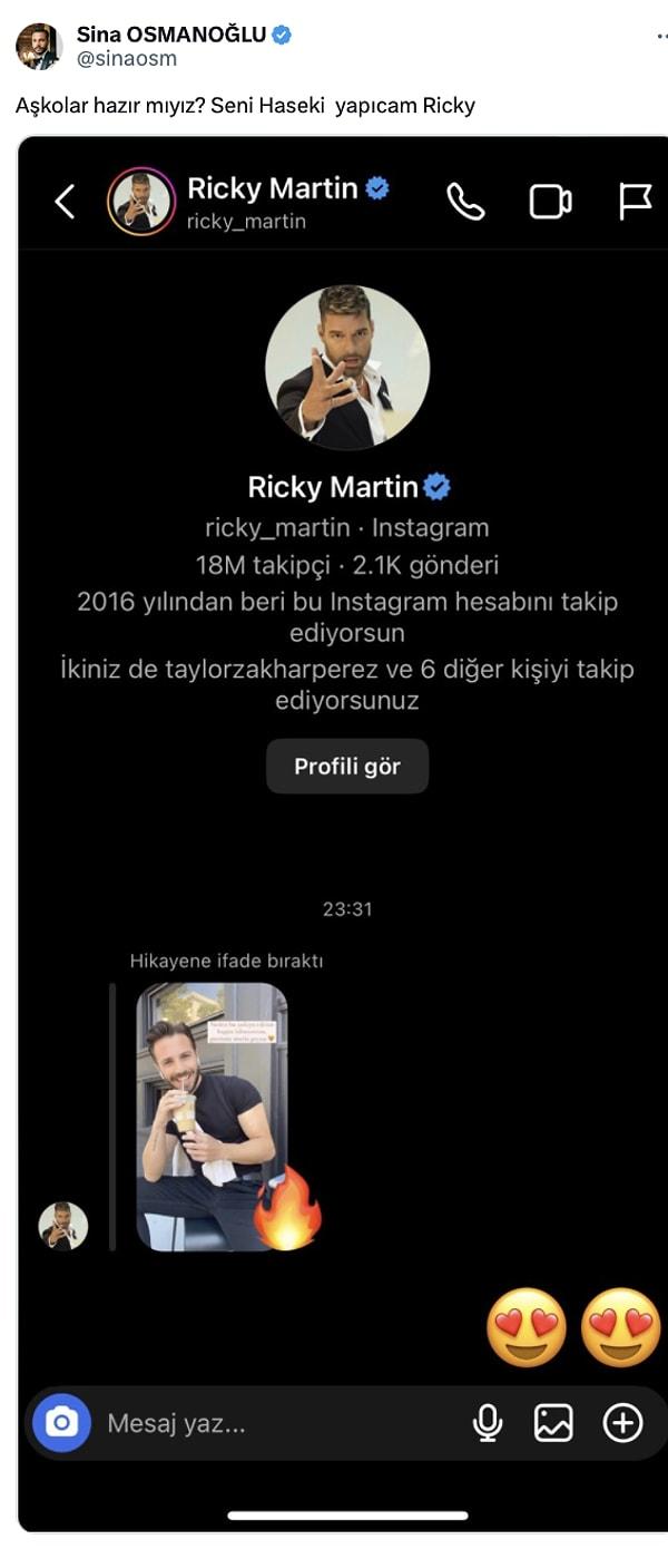 Paylaşımında, Instagram'dan ona alev atan Ricky Martin'i paylaşarak "Seni haseki yapacağım Ricky" demesi olay oldu. Bakalım kimler bu paylaşıma ne yorumlar yaptı?