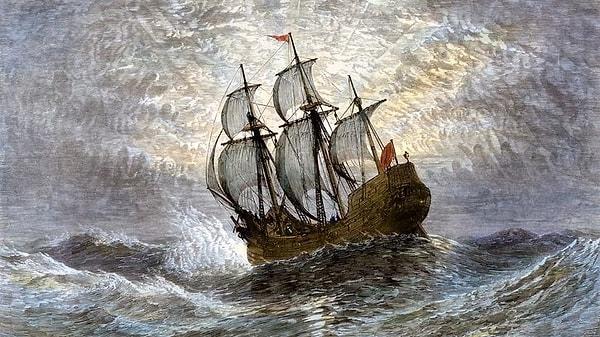 Mayflower'daki İngiliz sömürgeciler Amerika'ya yelken açtılar ve burada William Bradford ve Myles Standish de dahil olmak üzere 41 kişi Mayflower Sözleşmesi'ni imzaladıktan sonra Massachusetts, Plymouth'u kurdu.