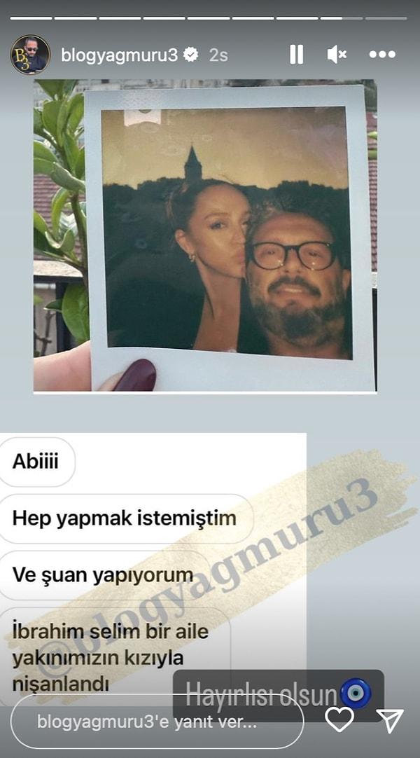 Geçtiğimiz saatlerde İlhan Çevik (blogyagmuru3) Instagram hesabından, İbrahim Selim'in nişanlandığını iddia eden bir sosyal medya kullanıcısının mesajını paylaştı.