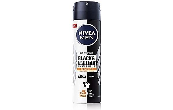 7. NIVEA Men Erkek Sprey Deodorant Black & White Invisible.