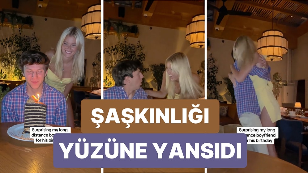 Uzun Zamandır Görmediği Sevgilisine Doğum Gününde Sürpriz Yapan Kadın