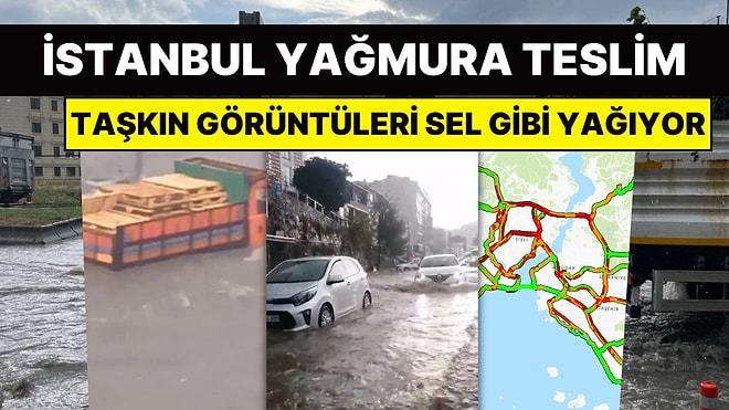 İstanbul'da Şiddetli Sağanak Başladı: Caddeler Sular Altında, Trafik Felç Oldu