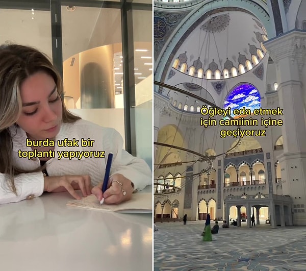 Evdeki işlerini bitirdikten sonra ofise geçen kadın öğle namazı için de Çamlıca Camii'ne gitti.