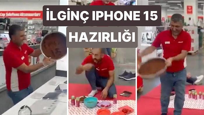 Şanlıurfa'daki Bir Teknoloji Mağazasında iPhone 15 Satışa Çıkmadan Önce Çiğ Köfte Partisi Yaptılar