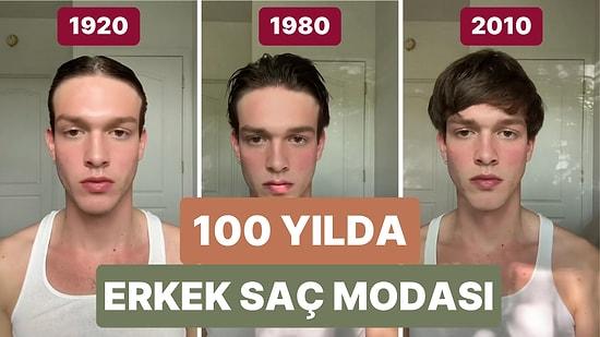 Son 100 Yıl İçinde Değişen Erkek Saç Modasını Yıl Yıl Kendi Saçlarında Gösteren Model