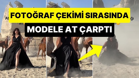 Koşan Atların Arasında Fotoğraf Çektiren Modele At Çarptı