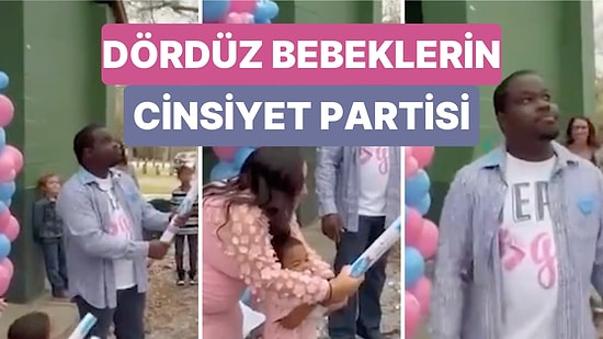 Kız Çocukları Olmasını İsteyen Çift Dördüz Bebeklerinin Cinsiyet Açıklama Partisinde Yaşadığı Büyük Heyecan