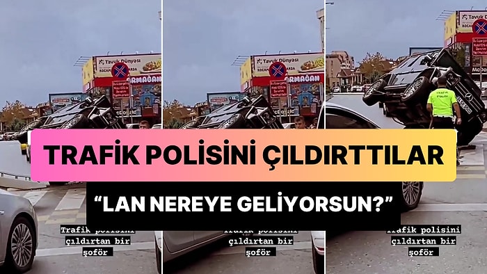 Düzeltmeye Çalıştıkları Devrilen Arabanın Dibine Kadar Gelen Şoför, Trafik Polisini Çıldırttı