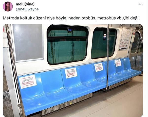 @/meluwayne adlı kullanıcı, metrolardaki oturma düzenini sorgulayınca olanlar oldu!