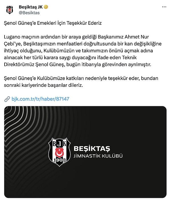 Beşiktaş'tan yapılan açıklama şöyleydi👇