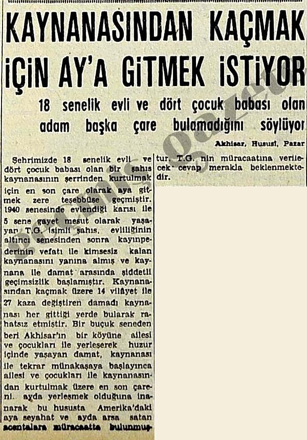 Kaynanalardan kaçmak için her yere gidilir.