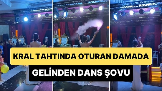 Düğünde Kral Tahtında Bacak Bacak Üstüne Atıp Oturan Damada Özel Dans Şovu Yapan Gelin Gündem Oldu