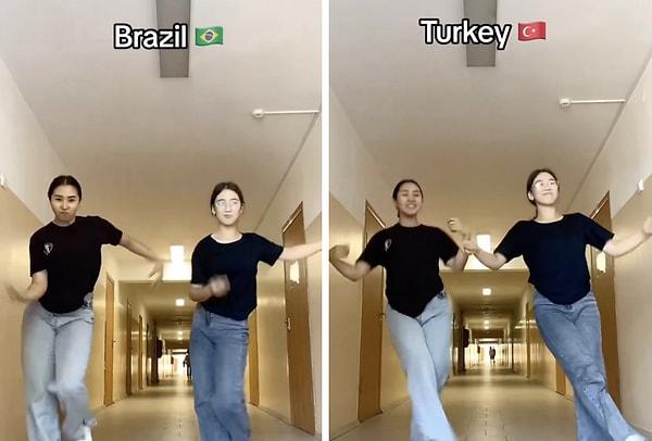 İki dansçı, bir dakika içinde 10'dan fazla ülkenin geleneksel danslarını sergiledi.