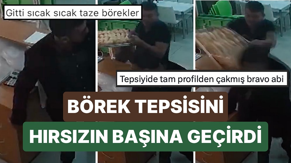 Dükkanına Giren Hırsızı Kasadan Para Çalarken Yakalayan Börekçi Elindeki Tepsiyi Hırsızın Kafasına Geçirdi