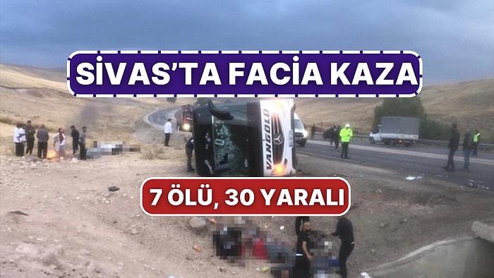 Facia Kaza: Sivas'ta Yolcu Otobüsü Devrildi