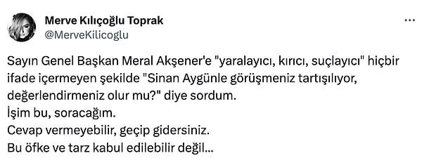 Soru soran gazeteci Merve Kılıçoğlu toprak, o anlara ilişkin sosyal medya hesabından şunları yazdı ⬇️