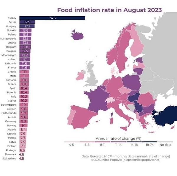 10. Ülkelerin gıda enflasyon oranları.