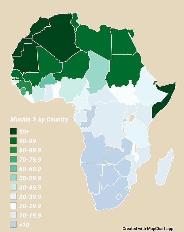 12. Ülkelere göre Afrika'daki Müslümanlar.